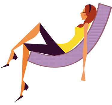 Meisje chillen op moderne stoel sticker - TenStickers