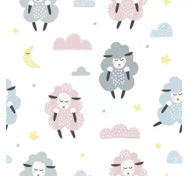 Muurstickers kinderkamer patroon schaapjes - TenStickers