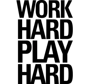 Muursticker tekst work hard play hard - TenStickers