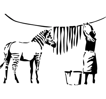 Muursticker woonkamer Banksy zebra print - TenStickers