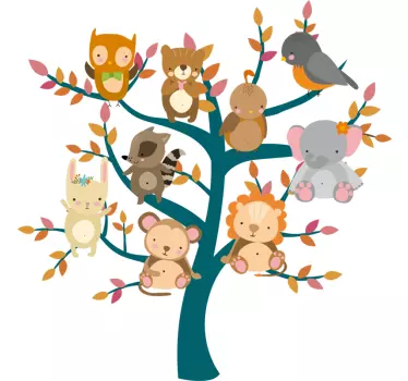 Kinderkamer muursticker boom met dieren - TenStickers