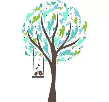 Muursticker boom schommel vogels - TenStickers