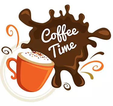 Muursticker keuken met coffee time vlek - TenStickers