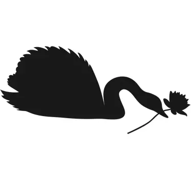 Raamsticker zwaan met bloem - TenStickers