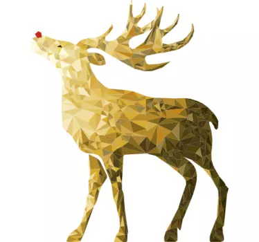 Muursticker Kerst goud rendier - TenStickers