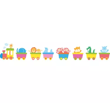 Muursticker kinderkamer trein dieren - TenStickers