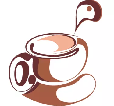 Muursticker kop koffie bruin oranje - TenStickers