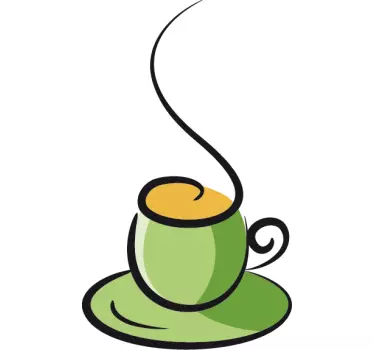 Muursticker kop koffie groen - TenStickers