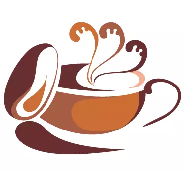 Muursticker kop koffie oranje bruin - TenStickers