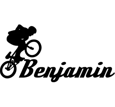 Muursticker Mountainbiker Naam - TenStickers