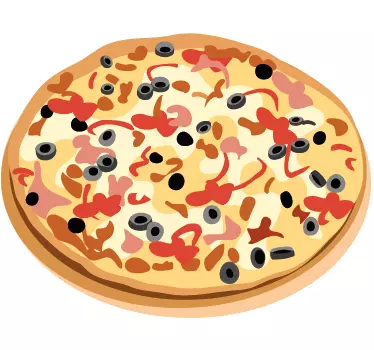 Muursticker pizza in kleur - TenStickers