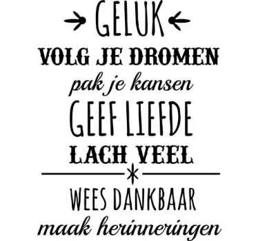 Muursticker tekst Nederlands geluk motivatie - TenStickers