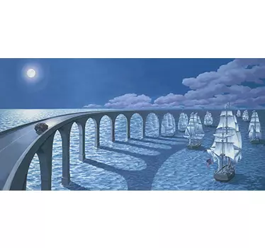 Muursticker van Brug over Water - TenStickers