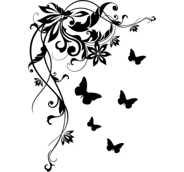 Muursticker vlinders en bloemen - TenStickers