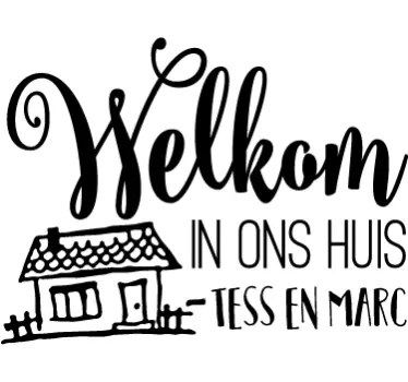 Muursticker woonkamer met welkom bij ons thuis - TenStickers