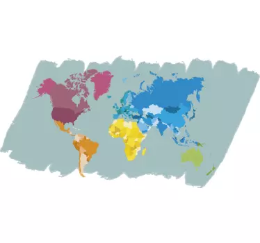 Muurdecoratie stickers wereldkaart kleuren - TenStickers