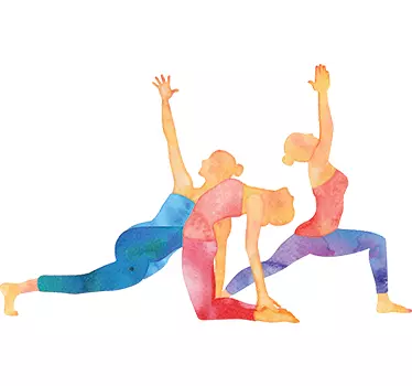 Muursticker yoga houdingen aquarel - TenStickers