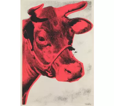Muursticker zeefdruk koe rood - TenStickers