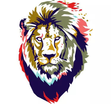 Tienerkamer Muursticker Kleurrijke Afrikaanse Leeuw - TenStickers