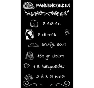 Muurstickers tekst Pannenkoeken recept - TenStickers