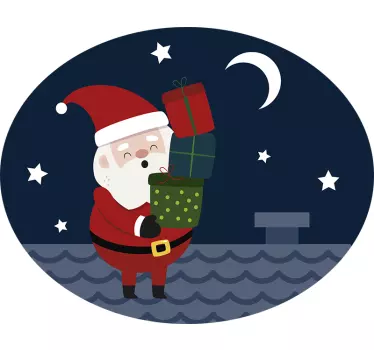 Feestdagen sticker Kerstman met geschenken - TenStickers