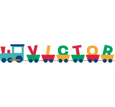 Muurstickers babykamer trein en naam - TenStickers
