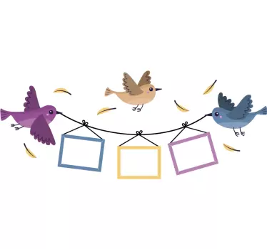 Dieren muursticker vogels met fotolijsten - TenStickers