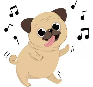 Muurstickers dieren vrolijk dansend hondje - TenStickers