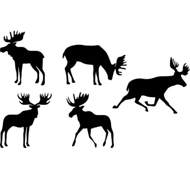 Muurstickers dieren silhouet elanden - TenStickers