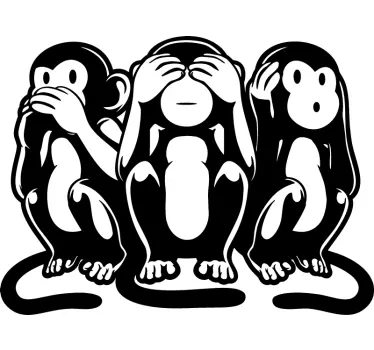 Muurstickers dieren Wijsheid apen - TenStickers