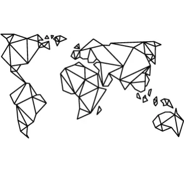 Muursticker wereldkaart origami - TenStickers