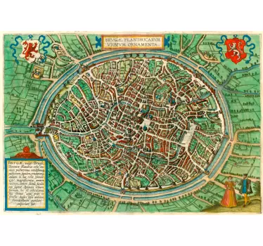 Muurdecoratie stickers Brugge stad kaart - TenStickers