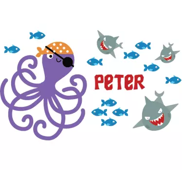 Octupus piraten persoonlijke sticker - TenStickers