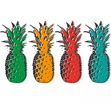 Pop Kunst Ananas Muursticker - TenStickers