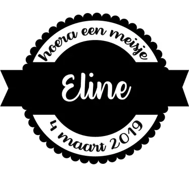 Muurstickers tekst gepersonaliseerde geboorte meisje - TenStickers
