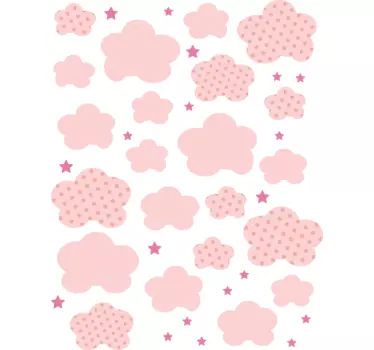 Set van 41 roze wolkjes en sterren sticker - TenStickers