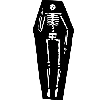 Skelet in Doodskist Koelkast Sticker - TenStickers