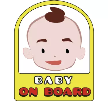 Sticker baby aan board vrolijk babyportret - TenStickers
