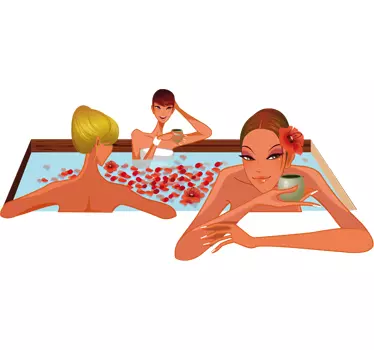 Sticker badkamer dames in jacuzzi - TenStickers