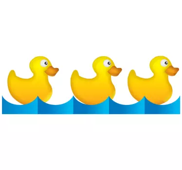 Sticker badkamer rij gele eendjes - TenStickers