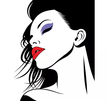 Sticker dame oogschaduw lippenstift - TenStickers