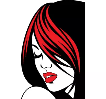 Sticker dame zwart rood - TenStickers