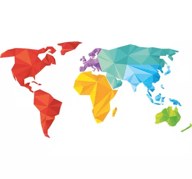 Sticker geometrische wereldkaart - TenStickers