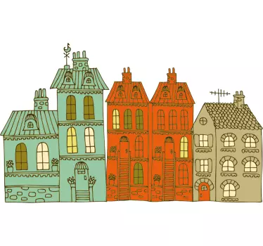 Sticker huizen simplistisch - TenStickers