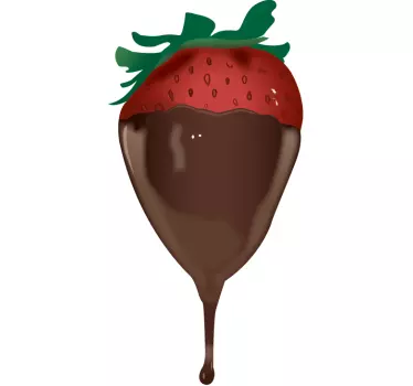 Sticker ijskast aardbei omhulst door chocola - TenStickers
