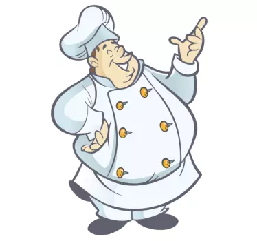 Muursticker keuken dikke chef kok - TenStickers