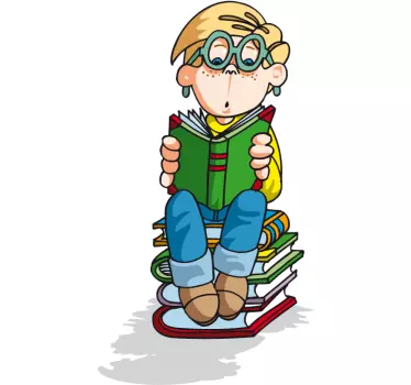 Sticker kinderen boekenwurm - TenStickers