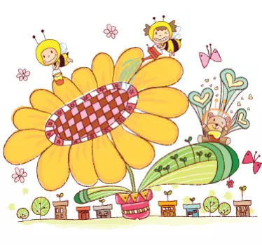 Sticker kinderen dorp van bijen - TenStickers