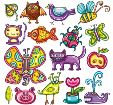 Sticker kinderen tekeningen insecten - TenStickers