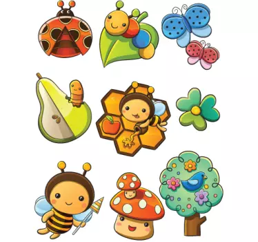 Sticker kinderkamer insecten en bloemen - TenStickers
